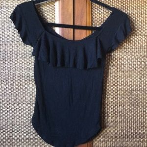 Free People Black Ruffle Top